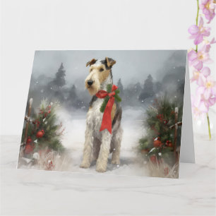 Carte Wirefox Terrier Chien de Noël de neige