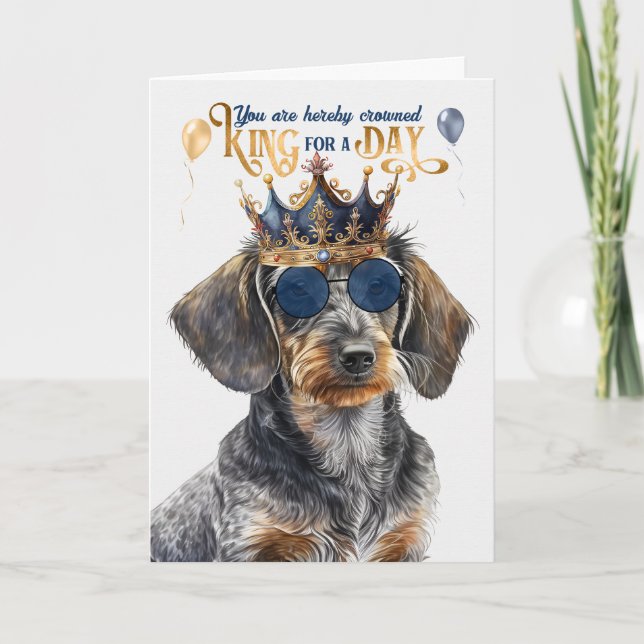 Carte Wirehair Dachshund Chien King pour Jour Amusant An (Devant)