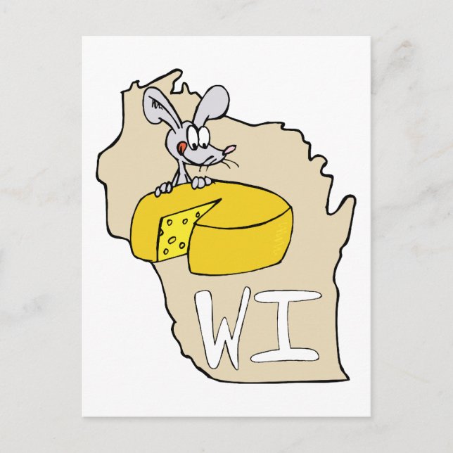 Carte Wisconsin WI & Cheese Mouse Cartoon Art Post (Devant)