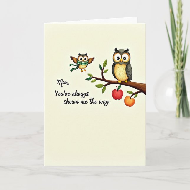 Carte Wise Mother Owl Illustration Card (Devant)