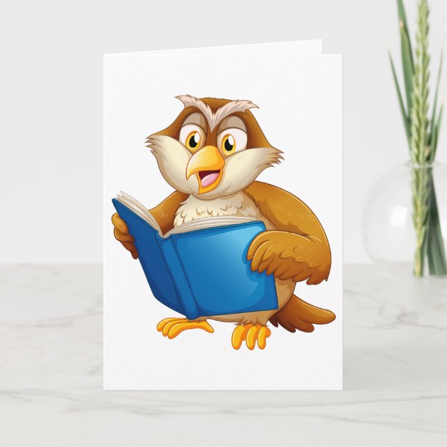 Carte Wise Owl Reading Book (Devant)