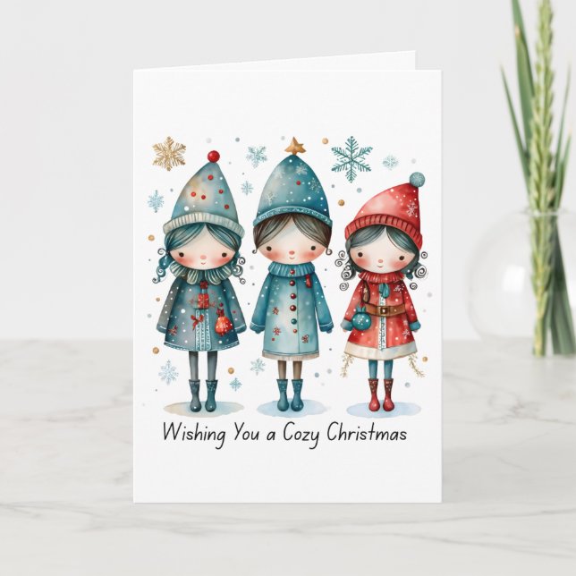 Carte Wishing You a Cozy Christmas Folded Greeting Card (Devant)