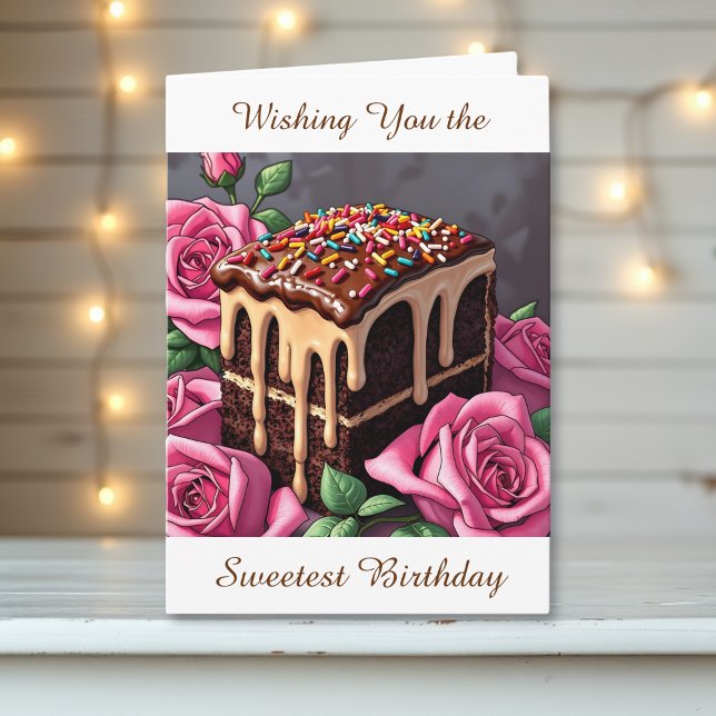 Carte Wishing You the Sweetest Birthday | Cake (Créateur téléchargé)