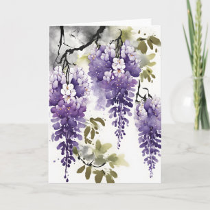 Carte Wisteria - Fleurs aquarelles