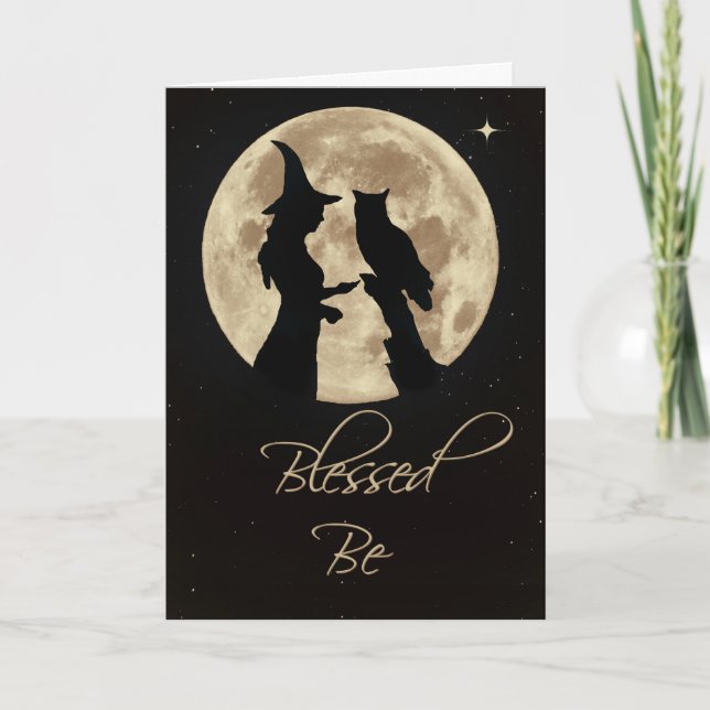 Carte Witch and Owl Blessed Be Birthday (Devant)