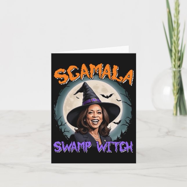 Carte Witch Scamala Harris Anti Kamala Halloween Black P (Devant)