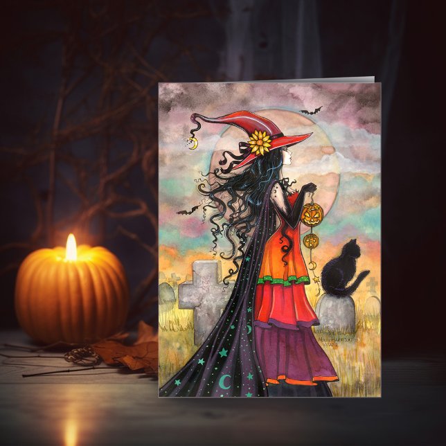 Carte Witch Way Halloween Witch Art (Créateur téléchargé)