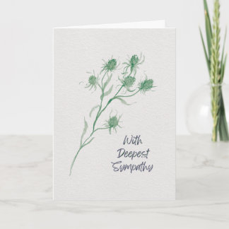 Carte With Deepest Sympathy – Green Thistle Watercolor