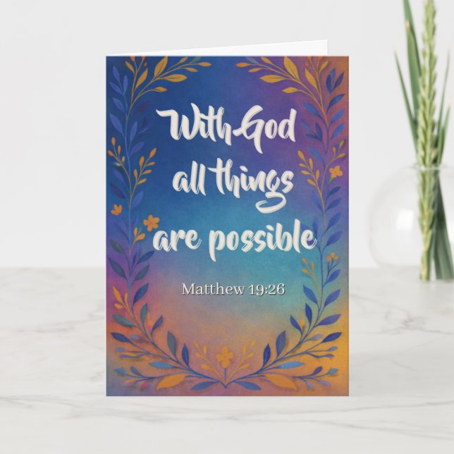 Carte With God All Things Are Possible Custom Christian (Devant)