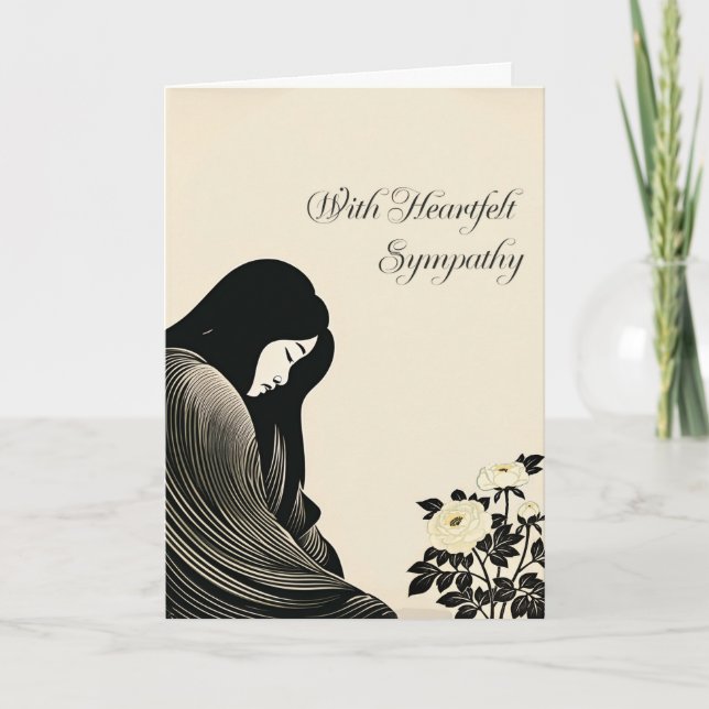 Carte With Heartfelt Sympathy Elegant Woman  (Devant)