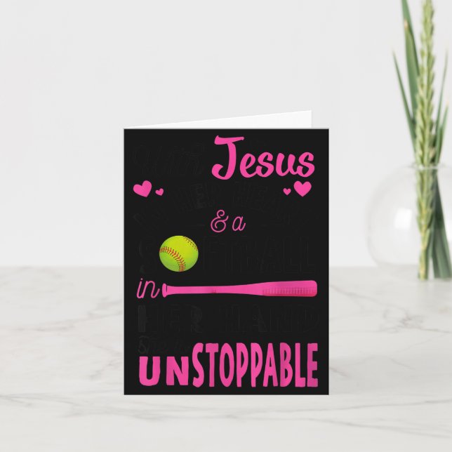 Carte With Jesus In Her Heart And A Softball She Is Unst (Devant)