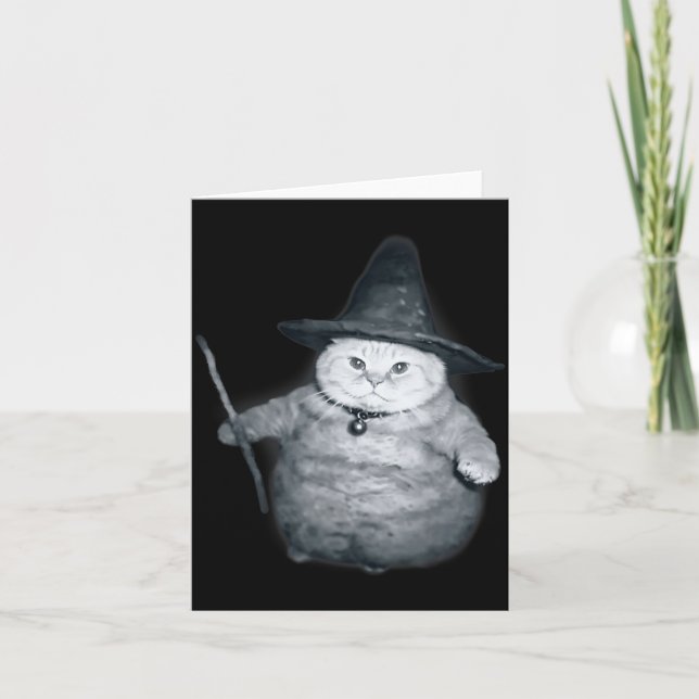 Carte Wizard Kitten Meme Chonk Witch Cat Meme Stud Brain (Devant)