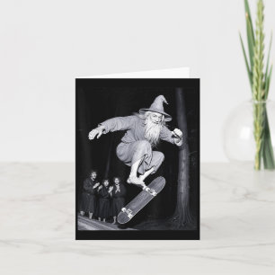 Carte Wizard Skateboard Funny Meme Skater Halloween G