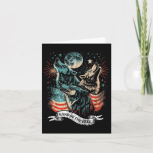 Carte Wolf 4 juillet Drapeau américain hurlant America M