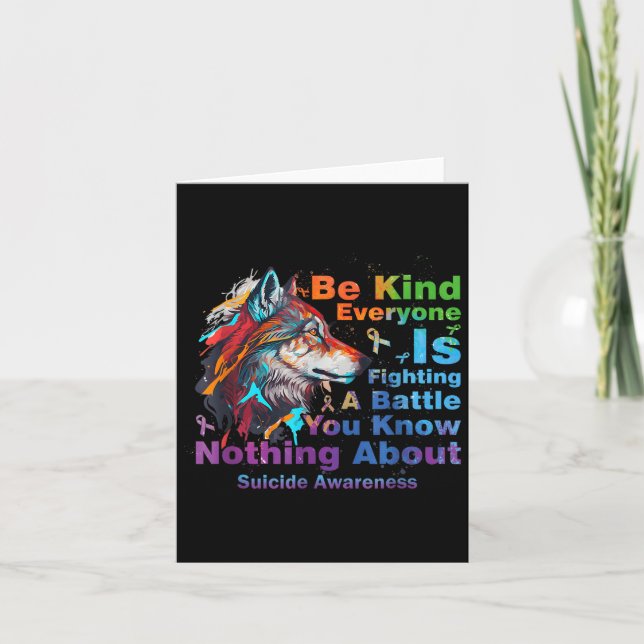 Carte Wolf Be Kind Suicide Awareness Mental Health Suprt (Devant)