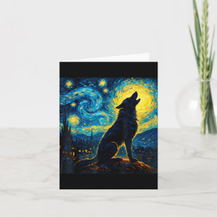 Carte Wolf Starry Night HowHowling Lune Dons Drôle Pour 