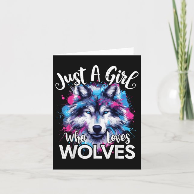 Carte Wolf Visage Juste Une Fille Qui Aime Les Loups (Devant)