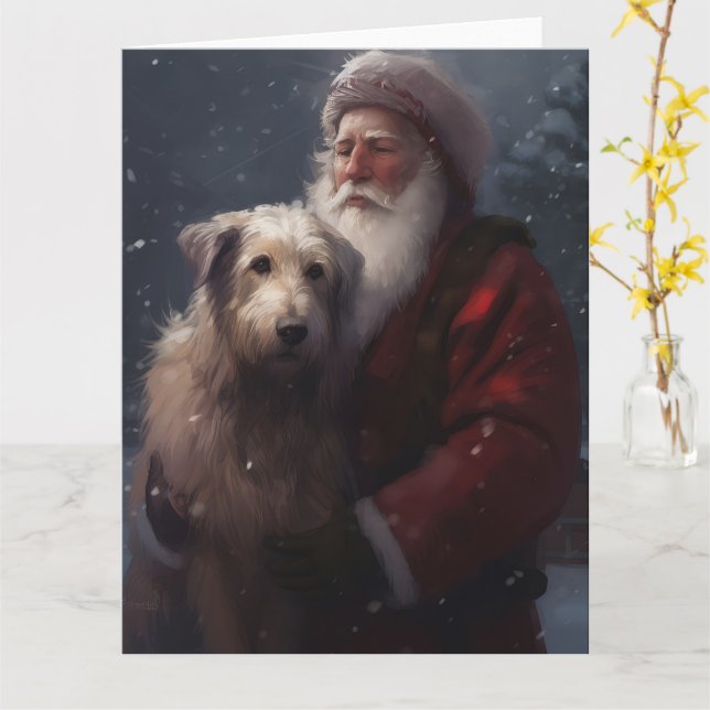 Carte Wolfhound avec Noël Festif du Père Noël (Fleur jaune)