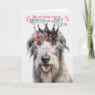 Carte Wolfhound Dog Queen pour une journée d'anniversair