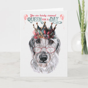 Carte Wolfhound Dog Queen pour une journée d'anniversair