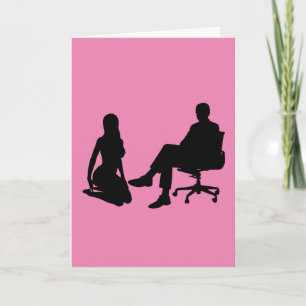CARTE WOMAN KNEELING BEFORE A MAN SITTING IN CHAIR CARDS