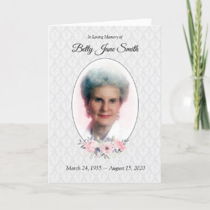 Carte Woman's Funeral Program   Pink Floral