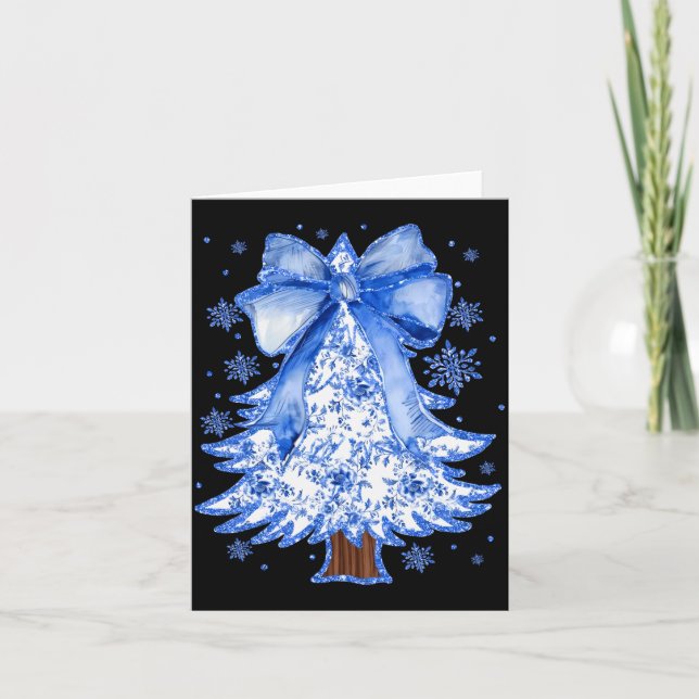 Carte Women Christmas Tree Chinoiserie Blue Floral Coque (Devant)