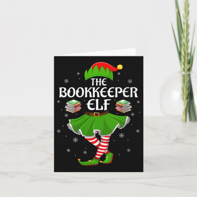 Carte Womens Bookkeeper Elf Christmas Family Girls Women (Devant)