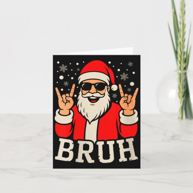 Carte Womens Christmas Bruh Meme Funny Santa Claus Teen  (Devant)