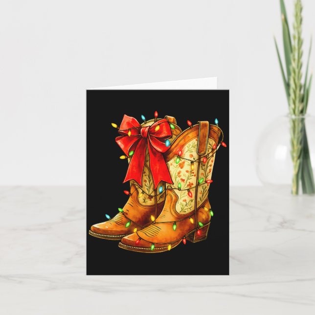 Carte Womens Christmas Coquette Bow Cowgirl Boots Wester (Devant)