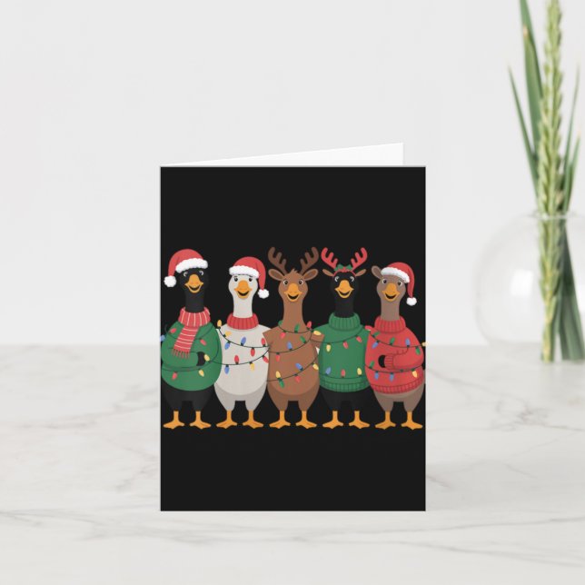 Carte Womens Christmas Lights Goose Santa Funny Xmas Duc (Devant)