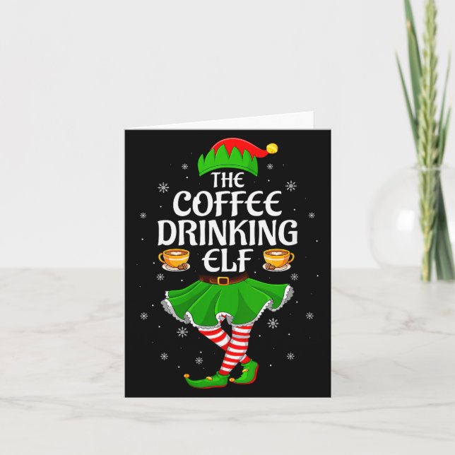 Carte Womens Coffee Drinking Elf Christmas Girls Women E (Devant)