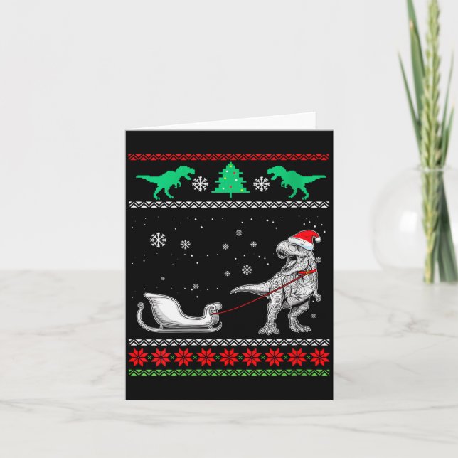 Carte Womens Dinosaur Sleigh Merry Christmas Ugly Christ (Devant)