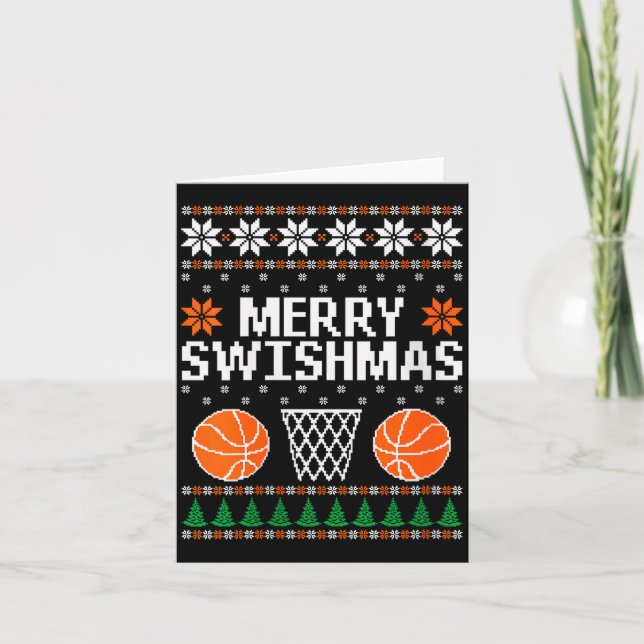 Carte Womens Funny Merry Swishmas Xmas Basketball Ugly C (Devant)