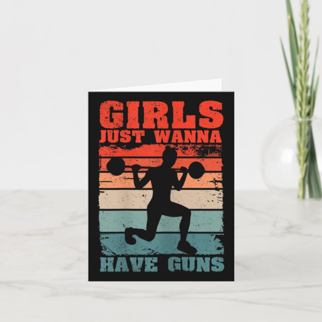 Carte Womens Girls Just W Have Guns Funny Workout Girl G (Devant)
