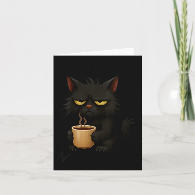 Carte Womens I Don't Do Mornings Funny Quote Black Cat L (Devant)