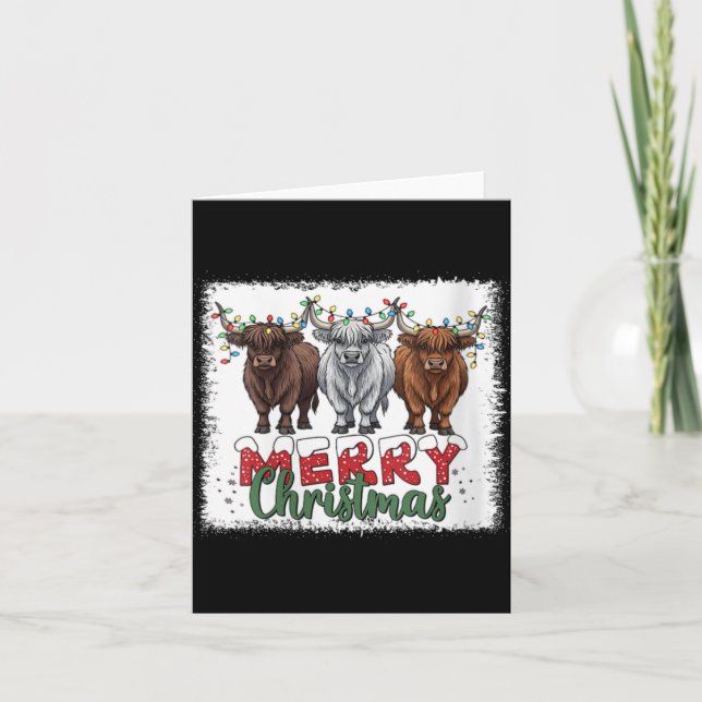 Carte Womens Merry Christmas Scottish Highland Cow Xmas  (Devant)