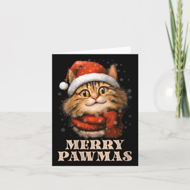 Carte Womens Merry Pawmas Funny Santa Cat Christmas For  (Devant)