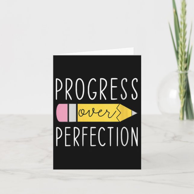 Carte Womens Progress Over Perfection Motivational Teach (Devant)