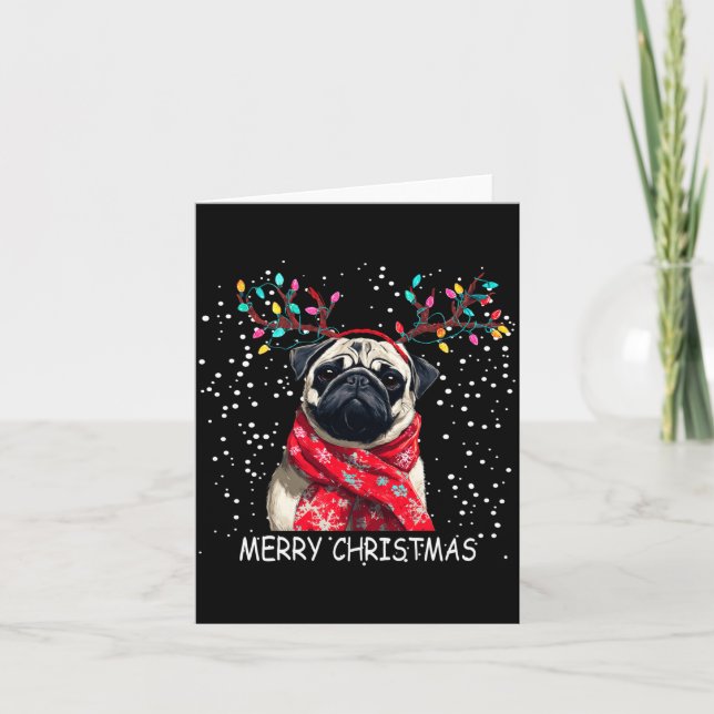 Carte Womens Pug Dog Xmas Santa Hat F Christma Long Slee (Devant)