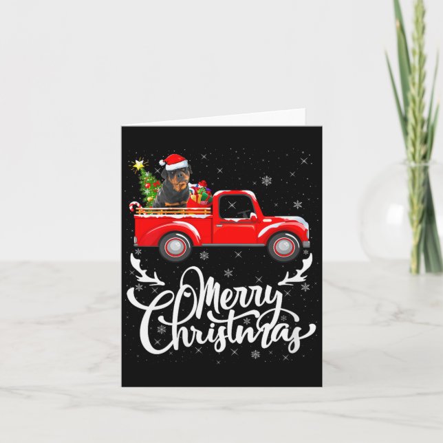 Carte Womens Rottweiler Dog On Christmas Tree Red Truck  (Devant)