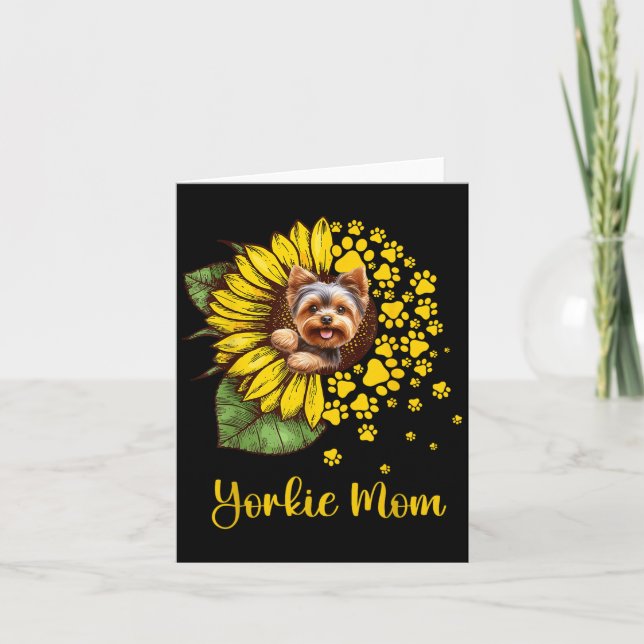 Carte Womens Sunflower Yorkie Mom Dog Lover  (Devant)