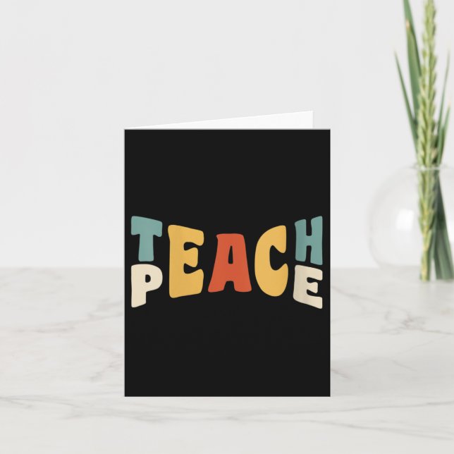 Carte Womens Teach Peace Retro Teacher Motivational Educ (Devant)