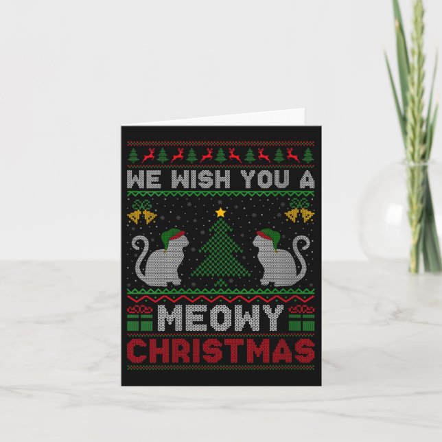 Carte Womens We Wish You A Meowy Catmas Ugly Christmas S (Devant)