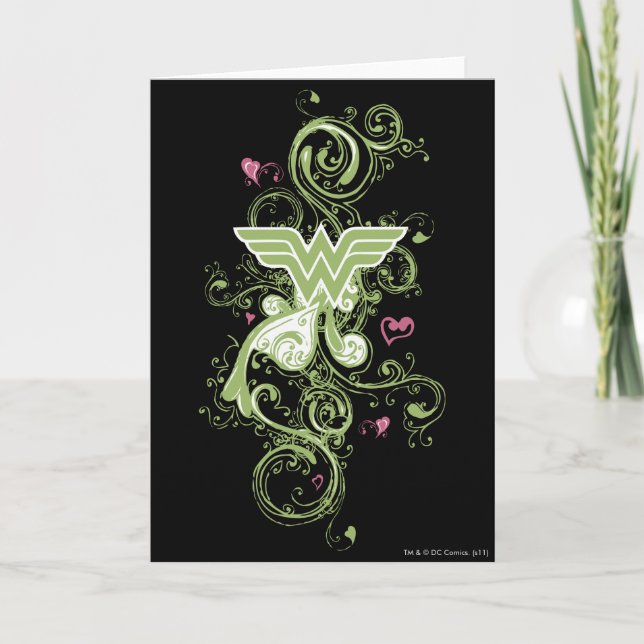 Carte Wonder Woman Green Swirls Logo (Devant)