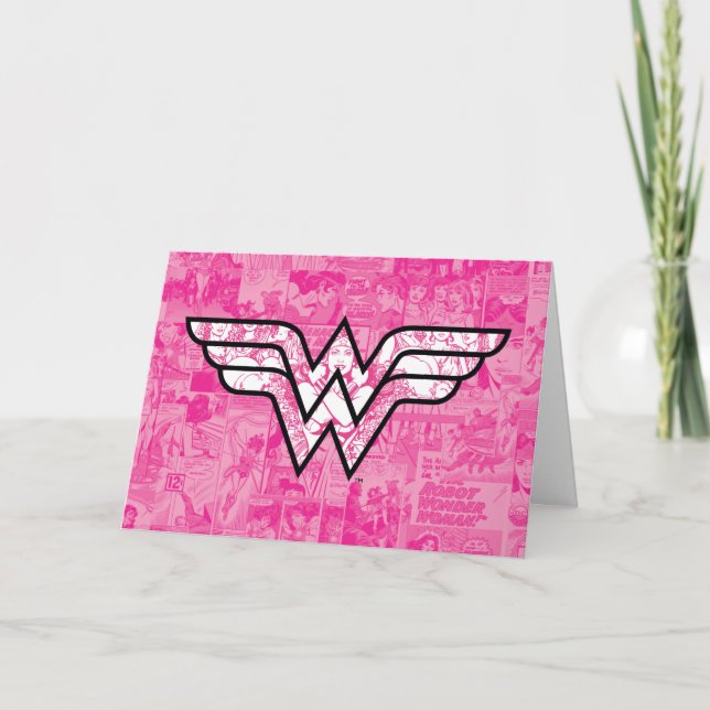 Carte Wonder Woman Pink Comic Book Collage Logo (Devant)