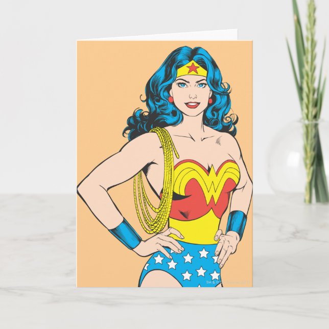 Carte Wonder Woman | Pose Vintage avec Lasso (Devant)