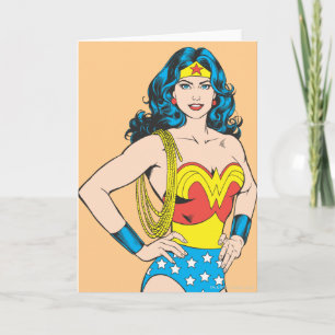 Carte Wonder Woman   Pose Vintage avec Lasso