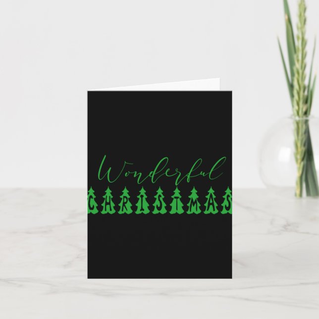 Carte Wonderful Christmas Tree Green Tygraphy T Shirt  (Devant)