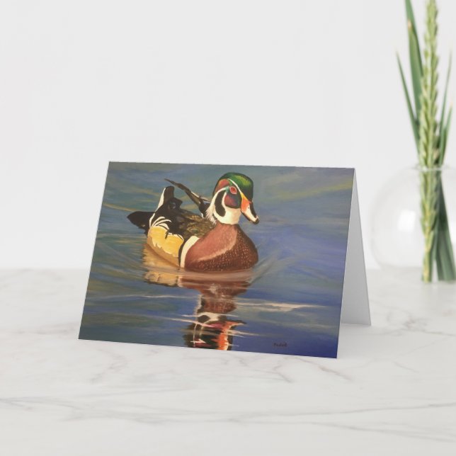 Carte Wood Duck on Water Blank Greeting Card (Devant)